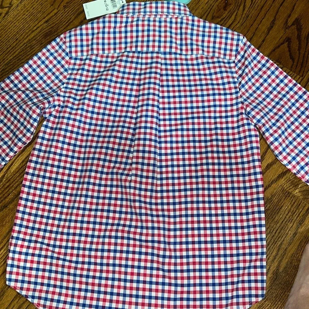Ralph Lauren boys long sleeved performance Oxford shirt red & blue gingham M&L